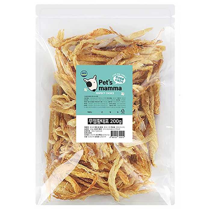 펫츠맘마 국내산 강아지 수제간식 200g, 무염황태포, 200g, 1개
