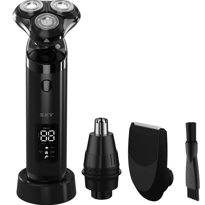 스카이 케어 SV100 전기면도기 방수 3종 트리머, SKYSV100, 나이트 블랙 스카이 케어 SV100 전기면도기 방수 3종 트리머, SKYSV100, 나이트 블랙