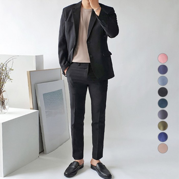 머시따 남성용 9컬러 여름 린넨 정장 수트 자켓  긴바지 세트