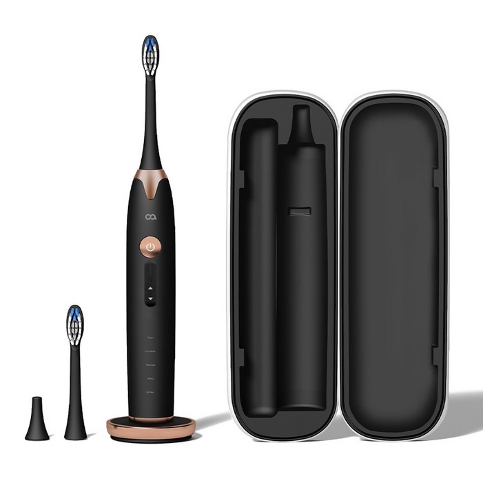 오아 클린이소프트R 자동압력센서 롤링터치 음파 전동 칫솔, OOT004, 블랙, 1개