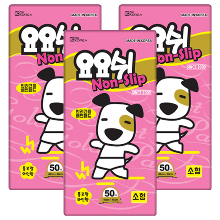 요요쉬 강아지 배변패드 논슬립 플로랄와인향, 3개, 50개입