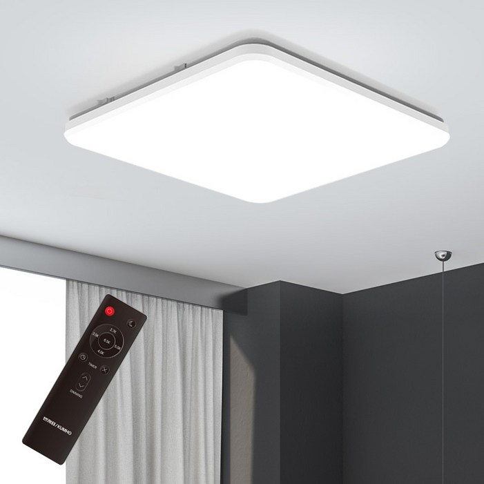 번개표 아크릴 사각 방등 LED50W 리모컨 세트, 화이트