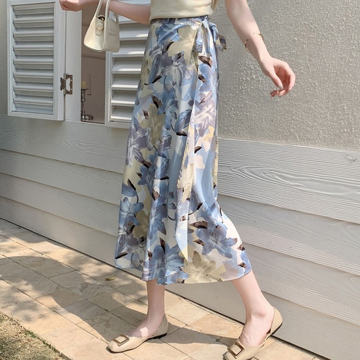 페이퍼먼츠 쁘띠 섬머 트임 플라워 랩 롱 스커트 10852