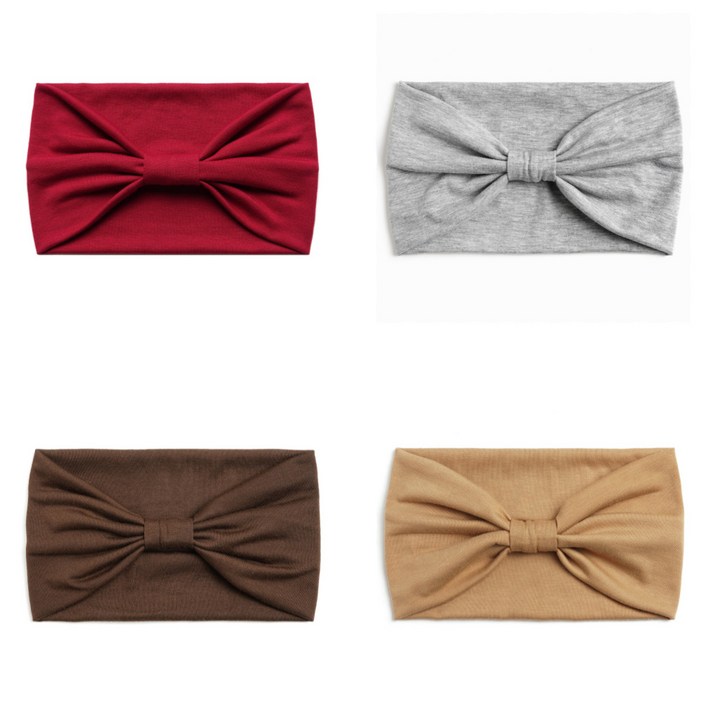 봄별 무지 반다나 헤어밴드 머리띠 4개 세트