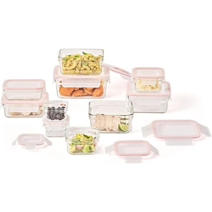 밀폐용기 도시락 업소용 냉장고 반찬통 GLASSLOCK 스마트 20피스 유리 식품 보관 세트 100 기밀 누출 방지 BPA 프리 뚜껑 냉동고에서 오븐까지 안전 식사 준비
