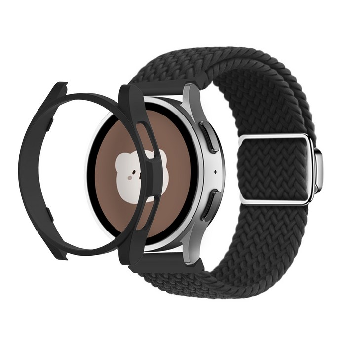 아이메이드잇 갤럭시워치 호환 솔로루프 마그네틱 스트랩 밴드  케이스 세트, 블랙