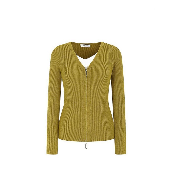 더아이잗 여성 배색 레이어 집업 풀오버 니트 IPAN1POA21JJ