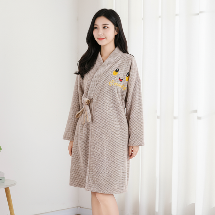 가을겨울 트렌드여성 롱슬리브 벨트욕가운 착용형 욕치마 겸 욕수건 보온 속건 무털떨어짐 실내보온 필수템