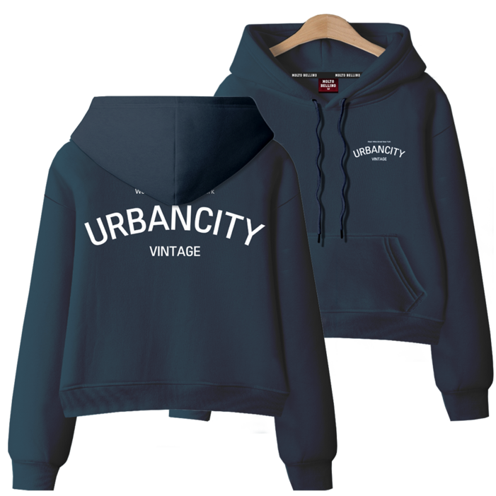 [ANSANGSA] 기모 urbancity 여성 semi크롭 루즈핏 후드 티셔츠