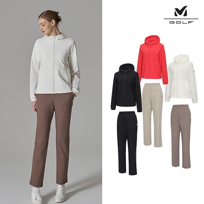 밀레골프 여성 트리코트 집업 셋업