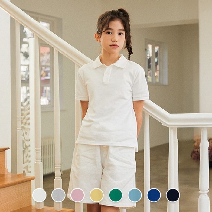 지오다노 주니어 03015505 솔리드 반팔 피케 티셔츠