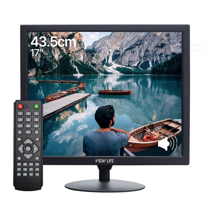 뷰라이프 17형 4:3 AV 단자 CCTV 소형 모니터 D-SUB/BNC 케이블 포함 리모컨 증정 새제품