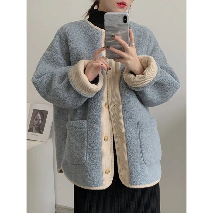 ANYOU 후리스  여성용 루즈핏 빅사이즈 가을겨울 기모 도톰한 후리스 울라이크