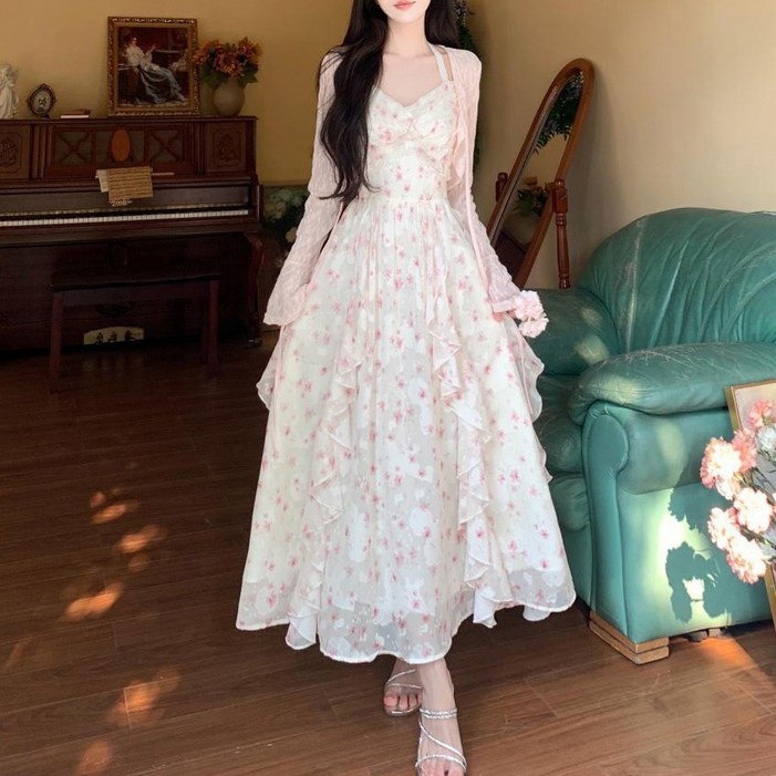 cammello 하늘하늘 쉬폰 롱 원피스 홀터넥 오프숄더 여름원피스