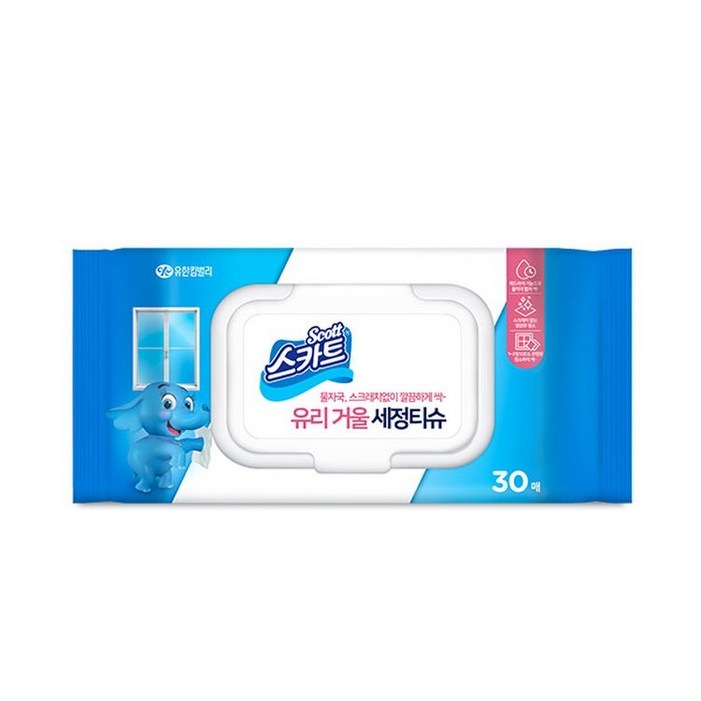 스카트 유리거울세정티슈 30매, 1개 스카트 유리거울세정티슈 30매, 1개