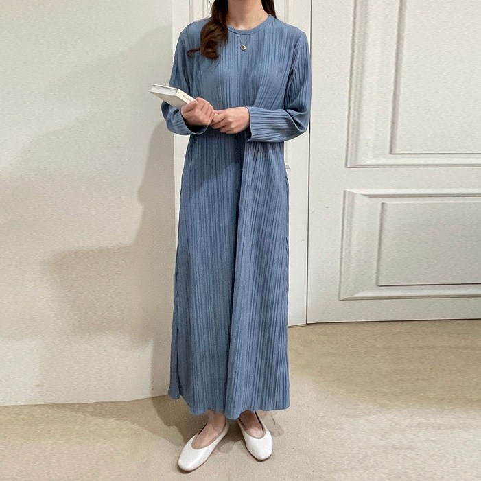 마더라이크 임산부 플리츠 에이라인 롱원피스 빅사이즈 긴팔 주름원피스 봄 가을