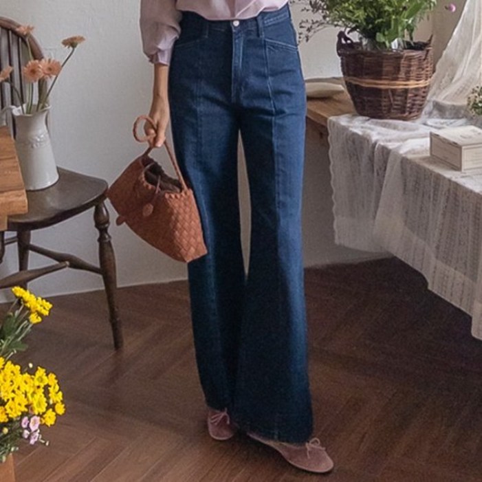 리린 3kg효순삭팬츠 입는순간 절개디테일 일자와이드 데님팬츠 size S,M,L 2443424