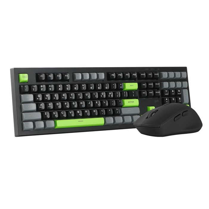 지클릭커 오피스프로 WMK50 사일런스 M 무소음 무선 블루투스 108 키보드 마우스 세트, 일반형, 포커그린, WMK50 108키