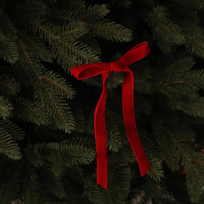 POCK 레드벨벳리본 크리스마스 장식 발레코어 리본 양면벨벳  트리 오너먼트