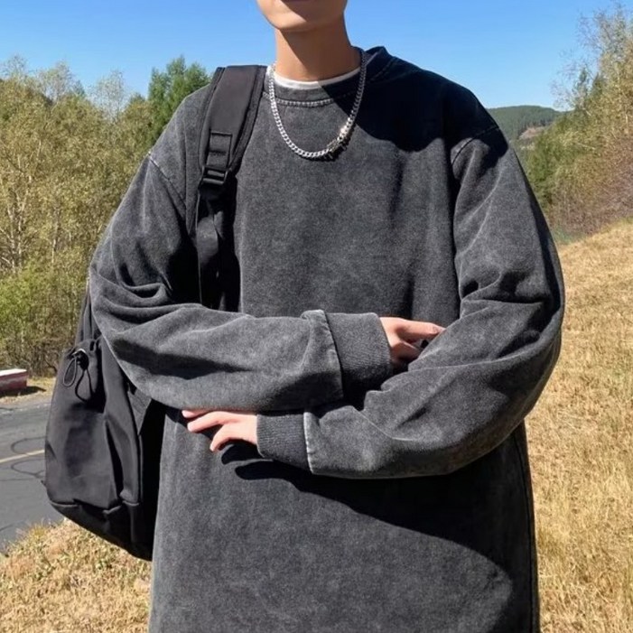 천하오 남자 워싱 긴팔 티셔츠 라운드 맨투맨 A1168