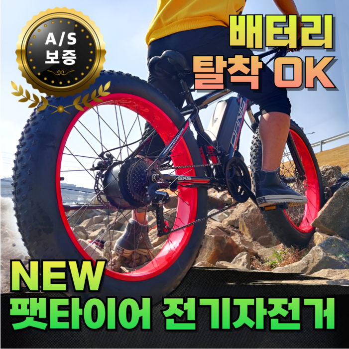 광폭랙 편한한 팻바이크 전기 자전거 자토바이 전동 스쿠터 출퇴근 배달 오프로드 광폭타이어