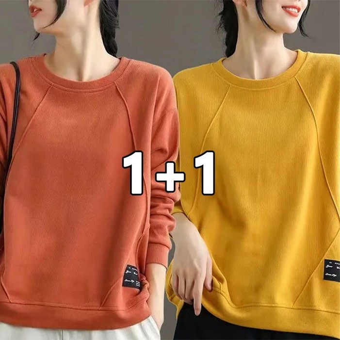 꽃소담 11 중년 여성 루즈핏 봄가을 무지 맨투맨 XP1248