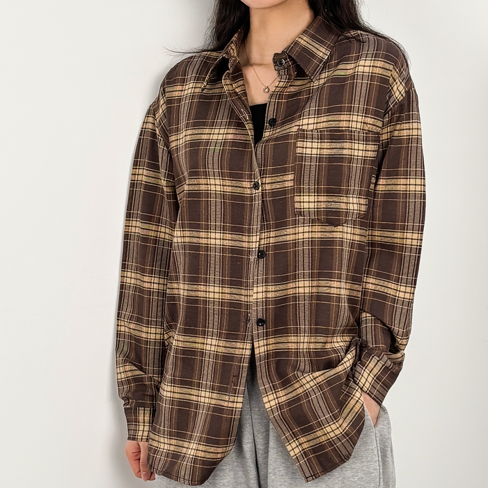 온리유즈 여성 체크 캐주얼 셔츠 남방