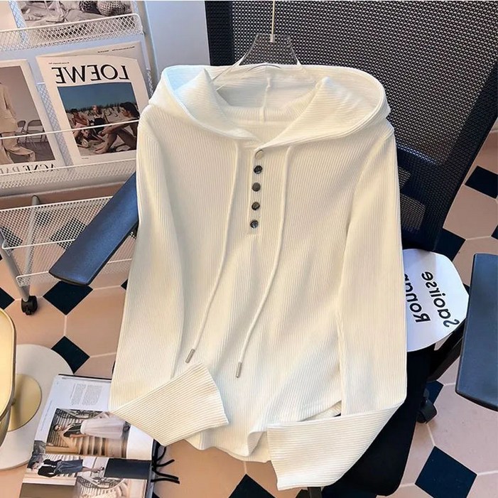 꽃소담 여자 봄가을 후드 데님 맨투맨 QXP020