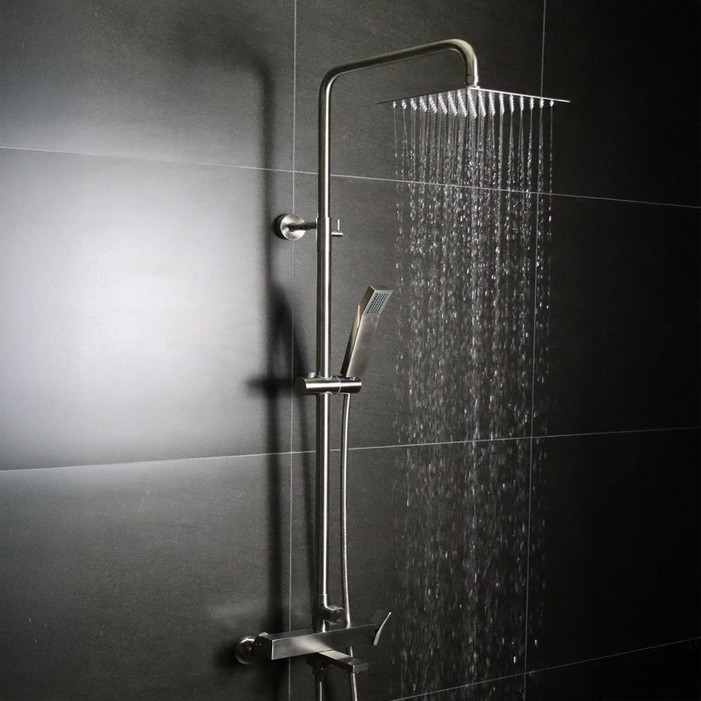 로딘 사각 무광 샤워기 수전 레인샤워 해바라기 샤워 욕실 스텐 SUS304 욕조 샤워기교체 IN232, 실버, 1개