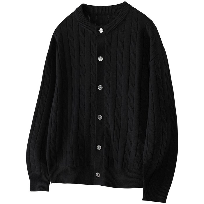 팀스핏 남성용 빅사이즈 오버핏 케이블 라운드 니트 가디건