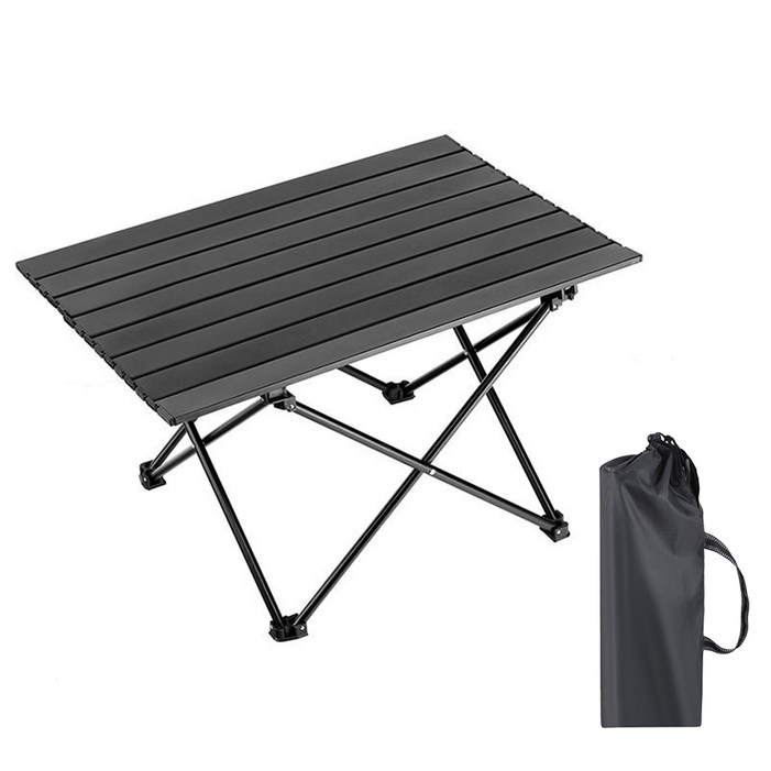 경량 캠핑 롤테이블 야외 휴대용 접이식 테이블, 블랙