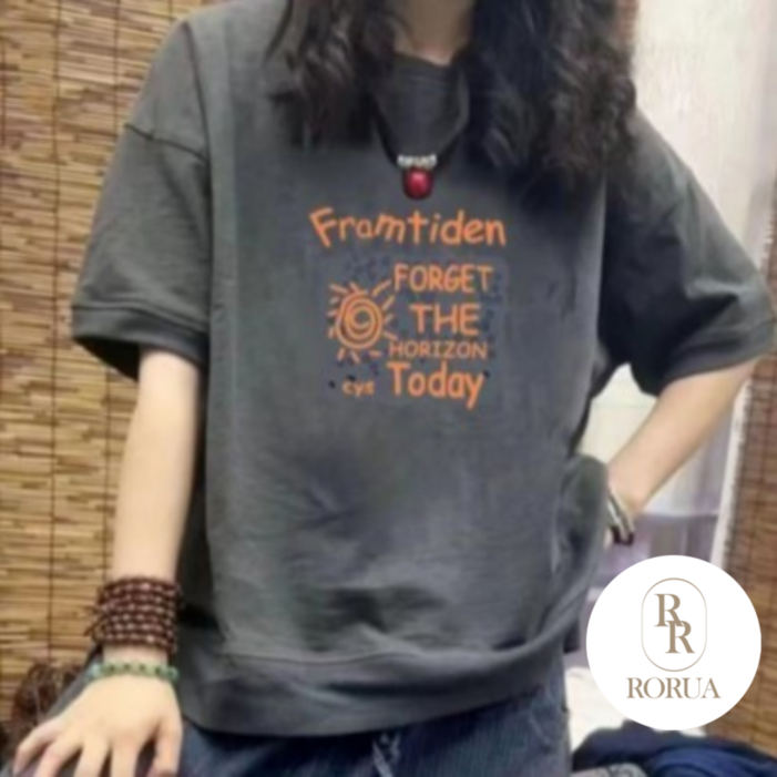 로루아 오버핏 반팔 맨투맨 티셔츠