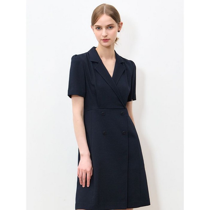 리스트 격식있는 더블 브레스트 반팔 원피스 택가격 338000원