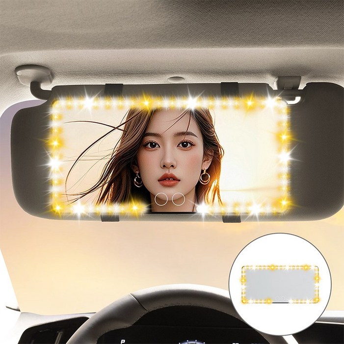 KELAKE 자동차 선바이저 화장거울, 충전식 여성용 화장거울, 터치스크린 LED 조명 화장거울, 자동차 실내거울, 자동차 실내외관 정리거울, 크리스마스 선물, 명절 선물, 1개