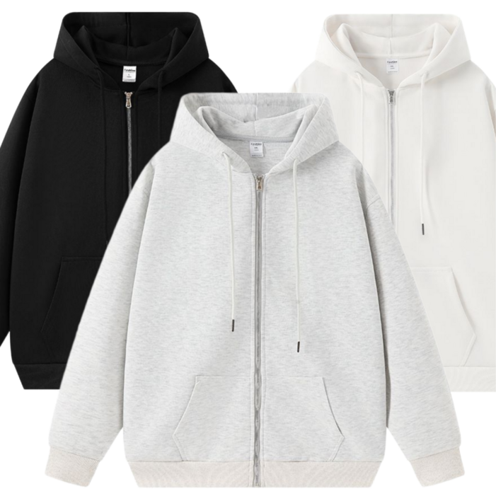 벨에라 남녀공용 빅사이즈 사계절 오버핏 무지 후드집업