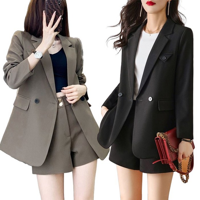 JUSFEELING 80kg까지! 여성 봄 세트 정장 자켓 반바지 예쁜 투피스