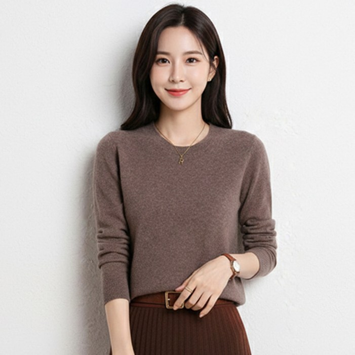 디커스텀 여성용 라운드넥 니트 티셔츠