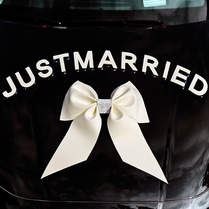 프린세스 리본 웨딩카 장식 세트 중형