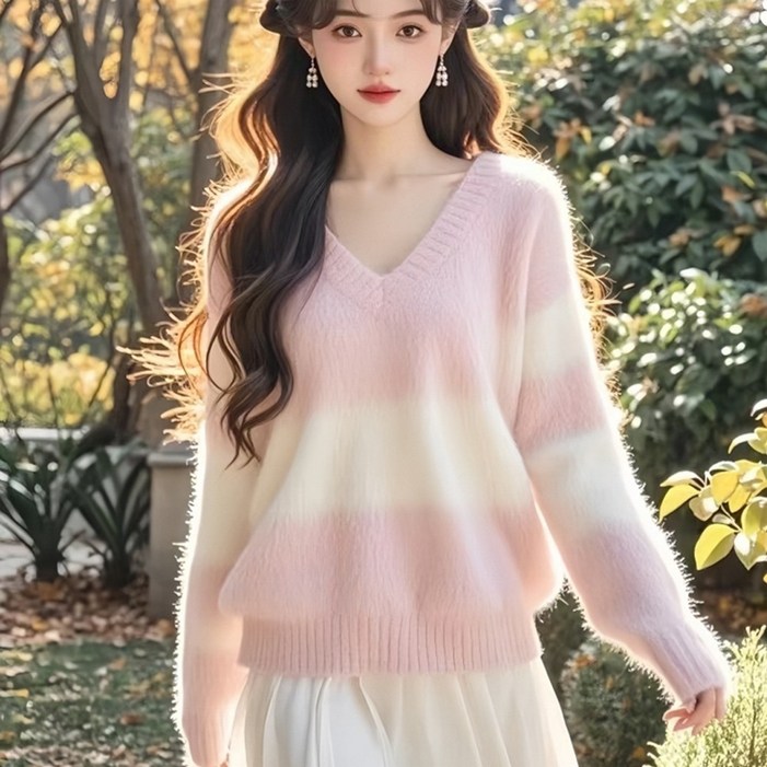 러블리 핑크색 파스텔 니트 스웨터