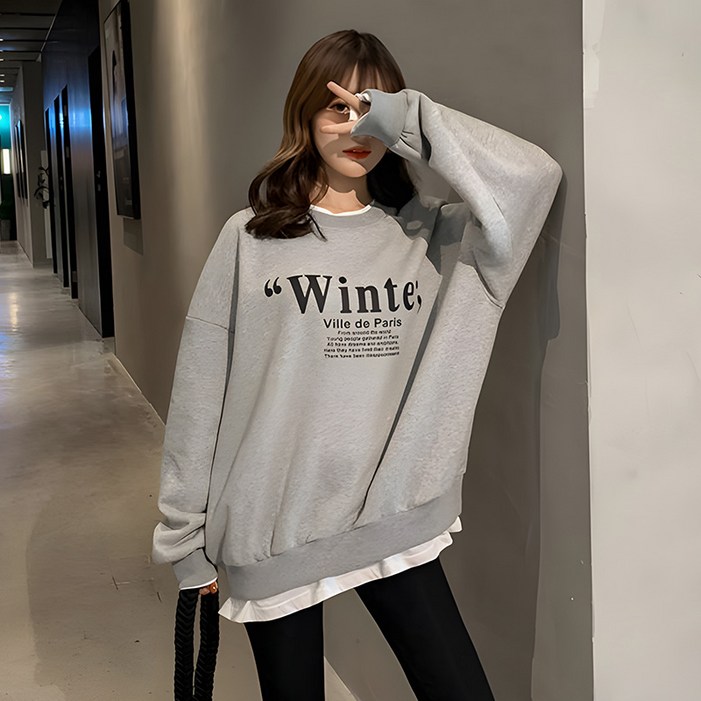 애띠앙 오버핏 후드티 기모 여자 맨투맨 10종