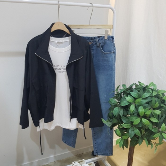 상상그이상 여성용 더블포켓 소매롤업 간절기 야상점퍼 간절기 필수템