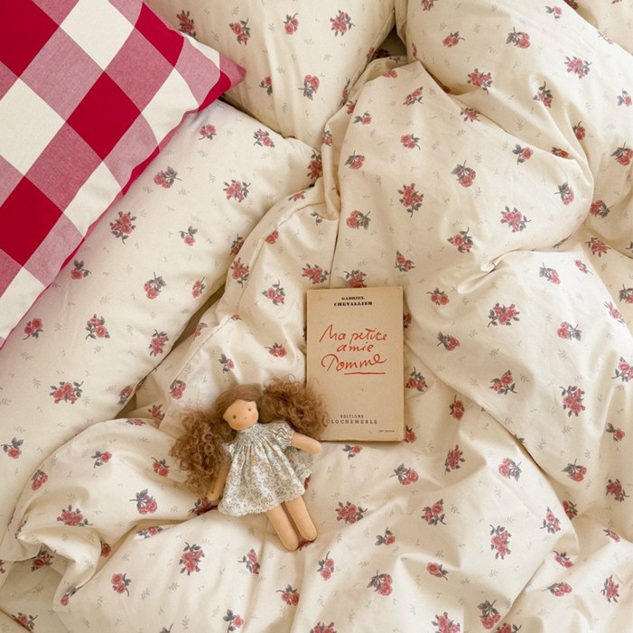 빈티지 로즈베일리 순면 이불커버 베개세트