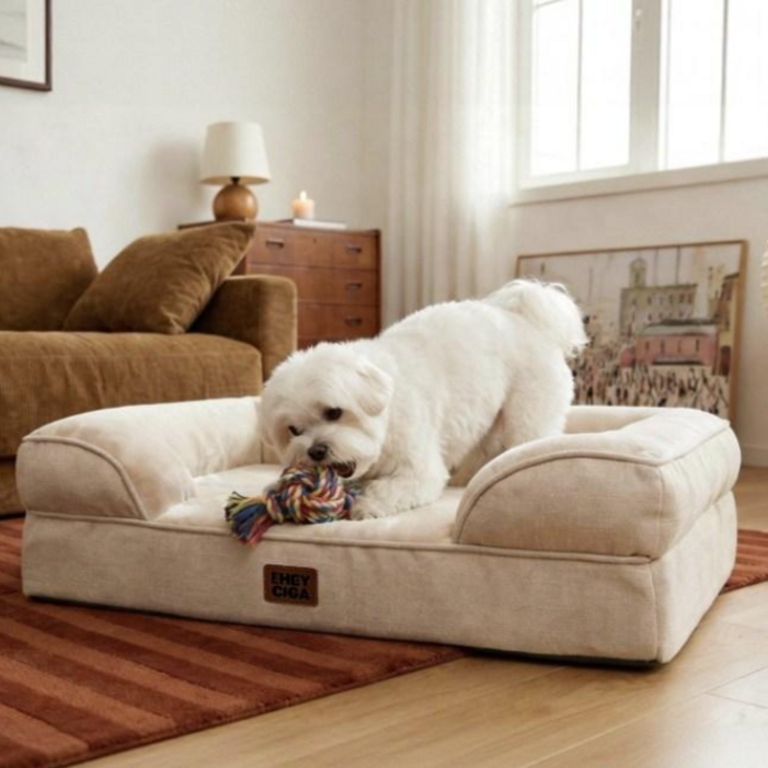 EHEYCIGA 메모리폼 함유 정형외과 반려견 강아지방석 사계절용 애견 강아지쿠션 푹신한 편안한 반려견 소파