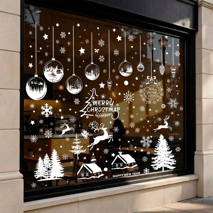 디심플 크리스마스 창문 스티커 장식소품 유리창 스티커 세트