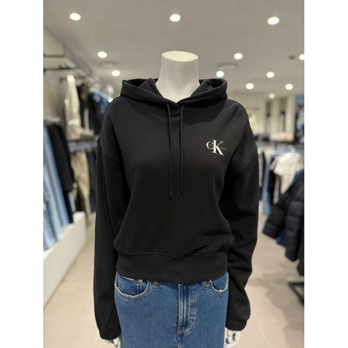 국내매장품 캘빈클라인 진 여성 프렌치 테리 모노그램 크롭 후드 티셔츠47AB201UB1