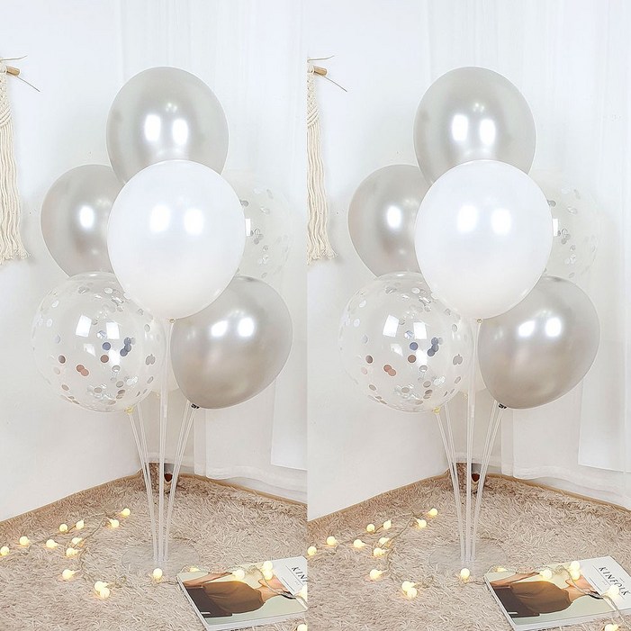 파티앤온 풍선꽂이 펄풍선 스탠드 장식 세트, 2개, 4.실버 반짝