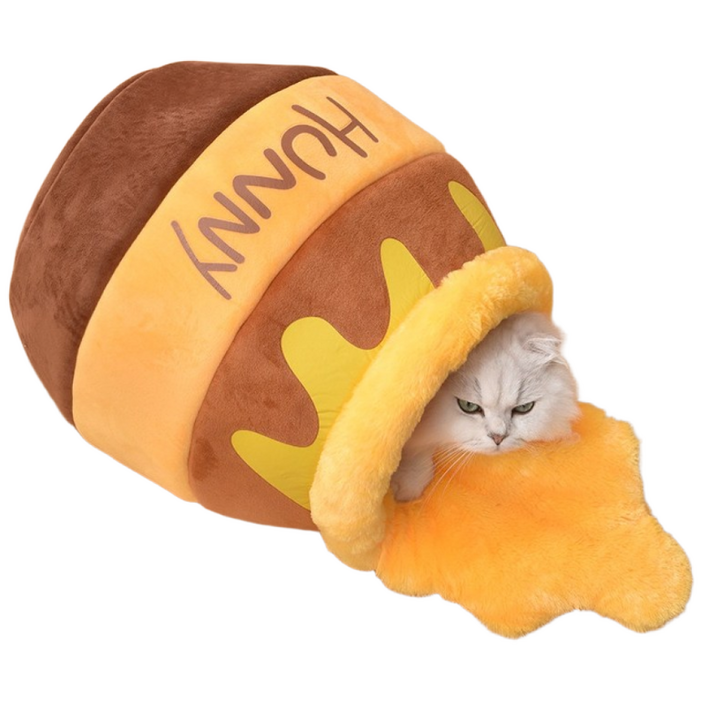 더이버 꿀단지 대형 32x60 벌꿀 고양이 숨숨집, 1개, 옐로우브라운