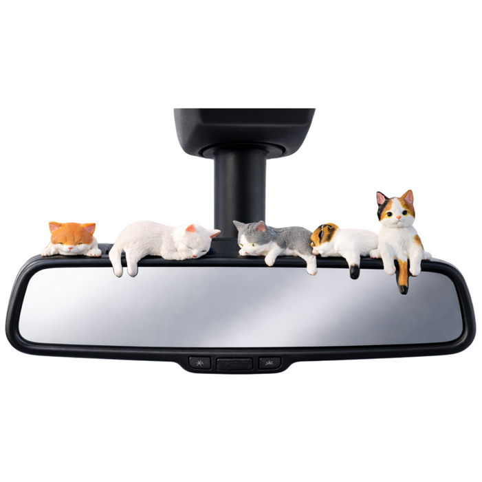 린텔라 차량용 고양이 피규어 5종 대시보드 룸밀러 인테리어 장식 소품, 1개, 혼합