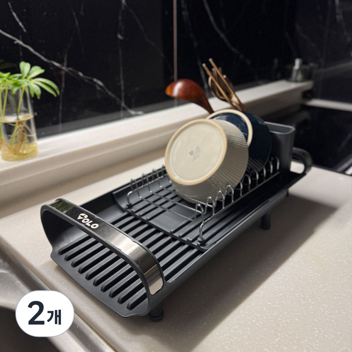 볼로 미니 식기건조대 1인가구 캠핑 신혼부부 공간절약 휴대용 스테인레스, 2개, 그레이, 1단