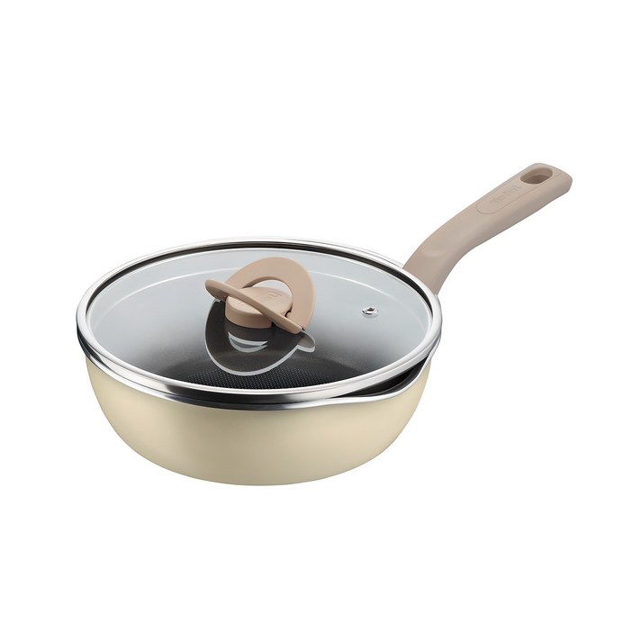 테팔 인덕션 원픽냄비팬, 22cm, 양송이베이지, 1세트